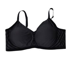 Honeylove Bra Womens SZ 3X Black Velour Combo Crossover Wire Free Removable Pads